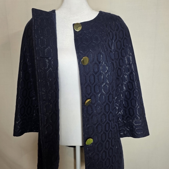 Merona Collection Womens Navy Blue Coat With Gold Buttons Size Small - Picture 5 of 6